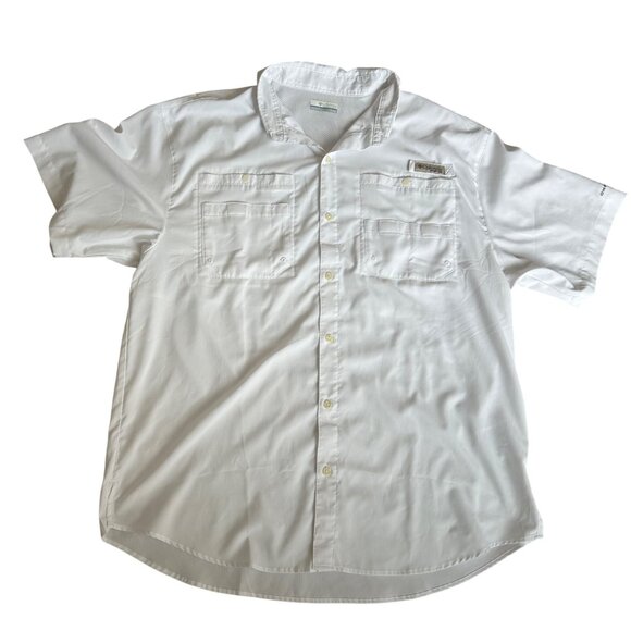 Columbia Mens Size XL PFG White Short Sleeve Vented Button Down Fishing Shirt - Picture 8 of 14